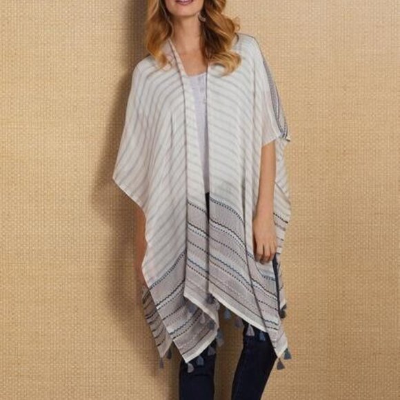 Soft Surroundings Boho Open Front "Cape May Topper" Flawed, but Easily Mendable - Picture 5 of 12